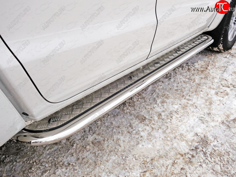 44 999 р. Пороги с площадкой 75х42 мм ТСС Тюнинг Volkswagen Amarok рестайлинг (2016-2022) (серые)  с доставкой в г. Пермь