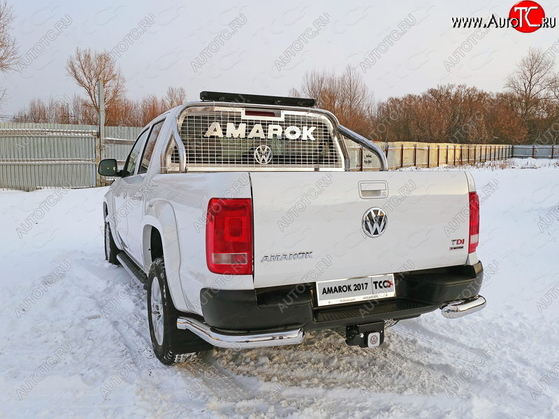 26 499 р. Защита задняя (уголки, нержавейка 76,1 мм) ТСС Тюнинг Volkswagen Amarok рестайлинг (2016-2022)  с доставкой в г. Пермь