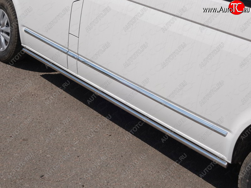29 449 р. Защита порогов труба d42,4 мм ТСС Тюнинг Volkswagen Caravelle T6 дорестайлинг (2015-2019) (серые)  с доставкой в г. Пермь