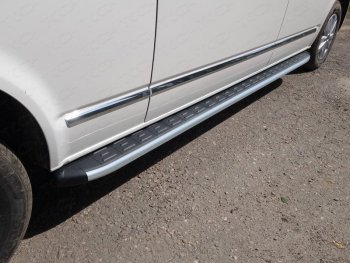 Пороги алюминиевые с пластиковой накладкой, ТСС Тюнинг Volkswagen Caravelle  T6 (2015-2019) дорестайлинг