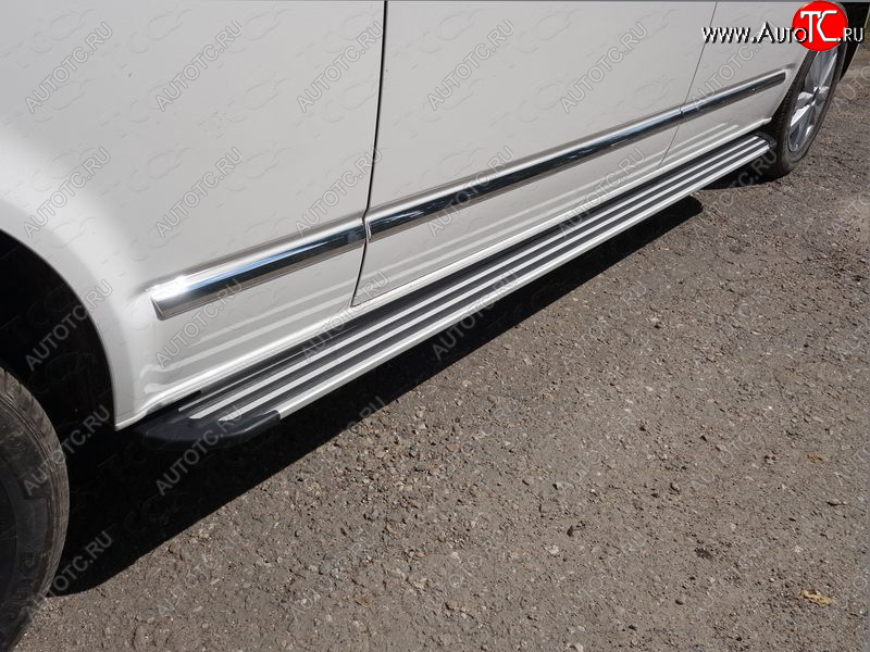 28 999 р. Пороги алюминиевые Slim Line ТСС Тюнинг  Volkswagen Caravelle  T6 (2015-2019) дорестайлинг (Silver)  с доставкой в г. Пермь