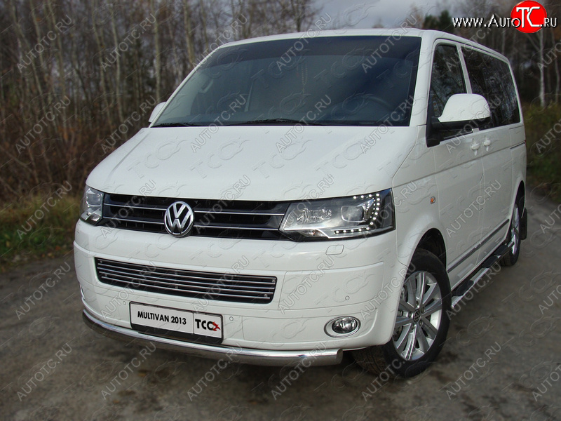 23 899 р. Защита переднего бампера нижняя овальная 75х42 мм ТСС Тюнинг Volkswagen Multivan T5 рестайлинг (2009-2015) (нержавейка)  с доставкой в г. Пермь
