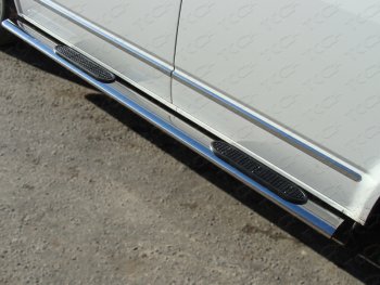 Пороги овальные с накладкой 120*60 мм ТСС Тюнинг Volkswagen Multivan  T5 (2009-2015) рестайлинг (серые)