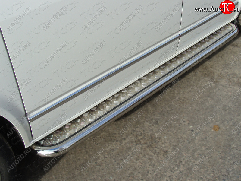 41 749 р. Пороги с площадкой 60,3 мм ТСС Тюнинг Volkswagen Multivan T5 рестайлинг (2009-2015) (серые)  с доставкой в г. Пермь