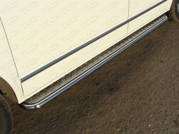 Пороги с площадкой 42,4 мм ТСС Тюнинг Volkswagen Multivan  T5 (2009-2015) рестайлинг (серые)