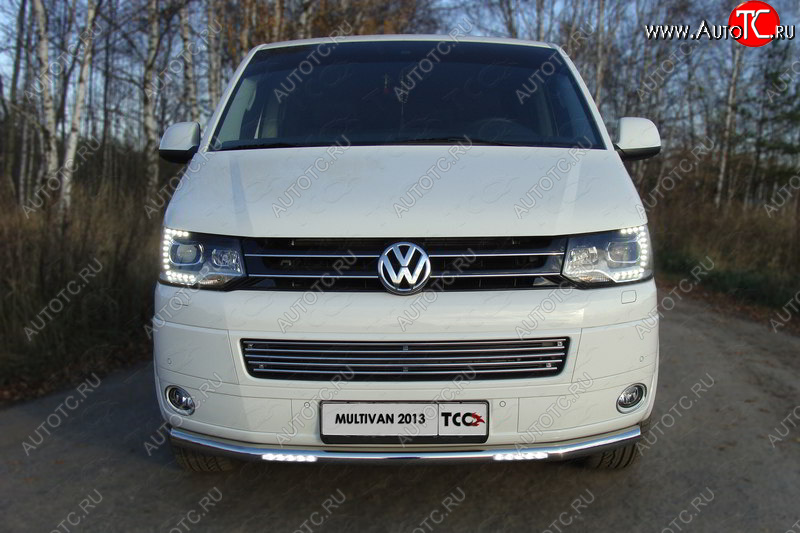 37 999 р. Защита переднего бампера нижняя с ДХО 60,3 мм ТСС Тюнинг  Volkswagen Multivan  T5 (2009-2015) рестайлинг (нержавейка)  с доставкой в г. Пермь