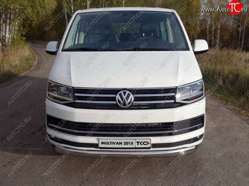 25 499 р. Защита переднего бампера нижняя овальная 75х42 мм ТСС Тюнинг Volkswagen Multivan T6 дорестайлинг (2016-2019) (нержавейка)  с доставкой в г. Пермь