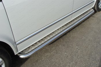 Пороги с площадкой 60,3 мм ТСС Тюнинг Volkswagen Multivan  T6 (2016-2019) дорестайлинг (серые)