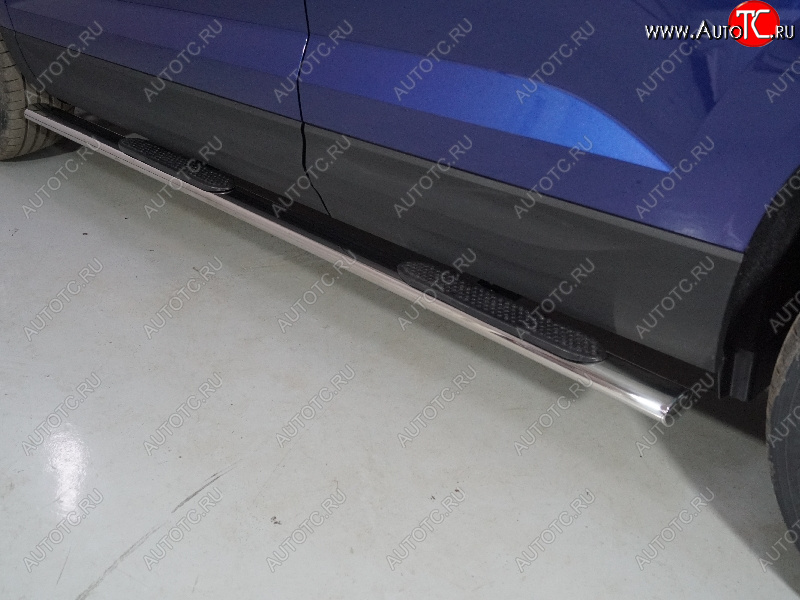 33 799 р. Пороги овальные с накладкой 75х42 мм ТСС Тюнинг Volkswagen Taos (2020-2022) (серые)  с доставкой в г. Пермь
