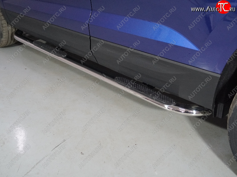 37 649 р. Пороги овальные гнутые с накладкой 75х42 мм ТСС Тюнинг Volkswagen Taos (2020-2022) (серые)  с доставкой в г. Пермь