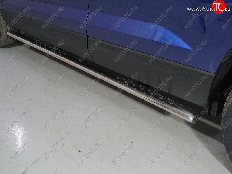 35 749 р. Пороги овальные с проступью 75х42 мм ТСС Тюнинг Volkswagen Taos (2020-2022) (серые)  с доставкой в г. Пермь
