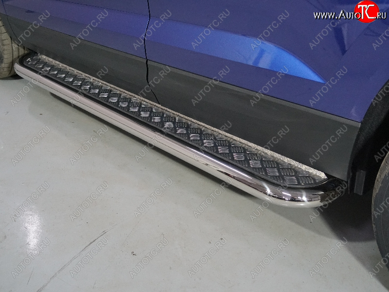 36 899 р. Пороги с площадкой 60,3 мм ТСС Тюнинг Volkswagen Taos (2020-2022) (серые)  с доставкой в г. Пермь