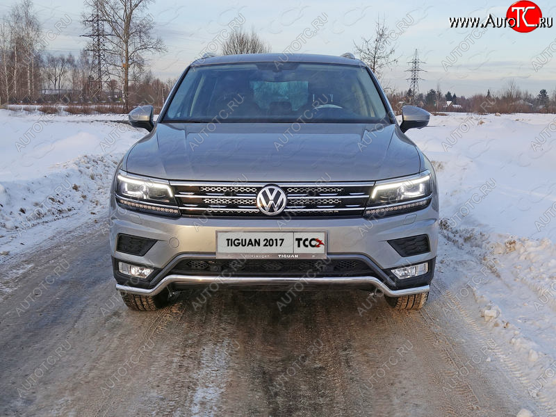 15 999 р. Защита переднего бампера нижняя d42,4 мм ТСС Тюнинг  Volkswagen Tiguan  Mk2 (2016-2020) дорестайлинг (нержавейка)  с доставкой в г. Пермь