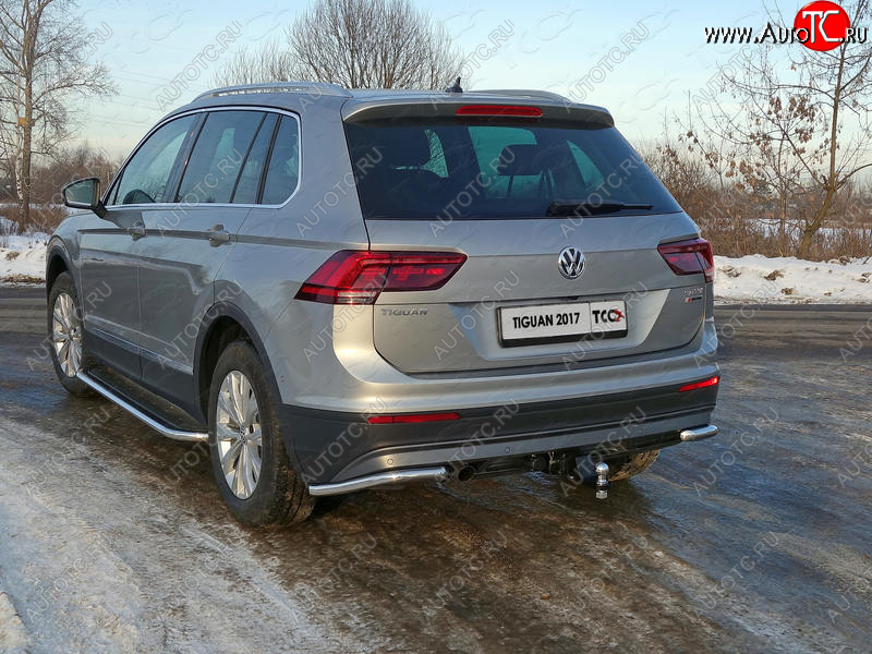 13 249 р. Защита заднего бампера (уголки, d42,4 мм) TCC Volkswagen Tiguan Mk2 дорестайлинг (2016-2020)  с доставкой в г. Пермь