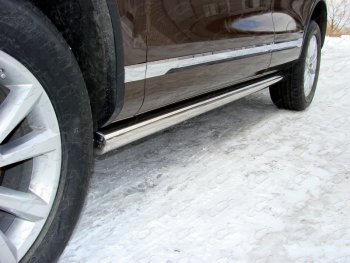 Защита порогов труба 76,1 мм ТСС Тюнинг Volkswagen Touareg  NF (2014-2018) рестайлинг (серые)
