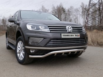 Защита передняя нижняя кенгурин 60,3*42,4 мм ТСС Тюнинг Volkswagen Touareg NF рестайлинг (2014-2018) (нержавейка)