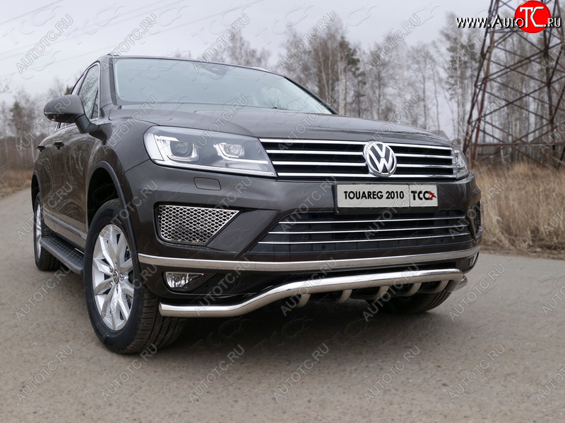 36 299 р. Защита передняя нижняя кенгурин 60,3*42,4 мм ТСС Тюнинг Volkswagen Touareg NF рестайлинг (2014-2018) (нержавейка)  с доставкой в г. Пермь
