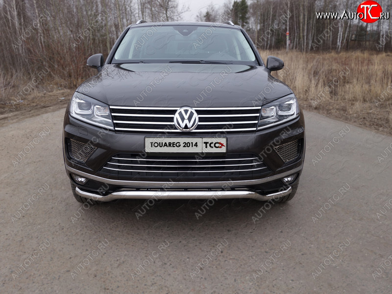 26 499 р. Защита передняя нижняя кенгурин 60,3 мм ТСС Тюнинг Volkswagen Touareg NF рестайлинг (2014-2018) (нержавейка)  с доставкой в г. Пермь