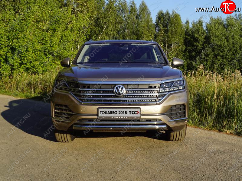 18 999 р. Защита переднего бампера нижняя d60,3 мм ТСС Тюнинг  Volkswagen Touareg  CR (2018-2025) (нержавейка)  с доставкой в г. Пермь