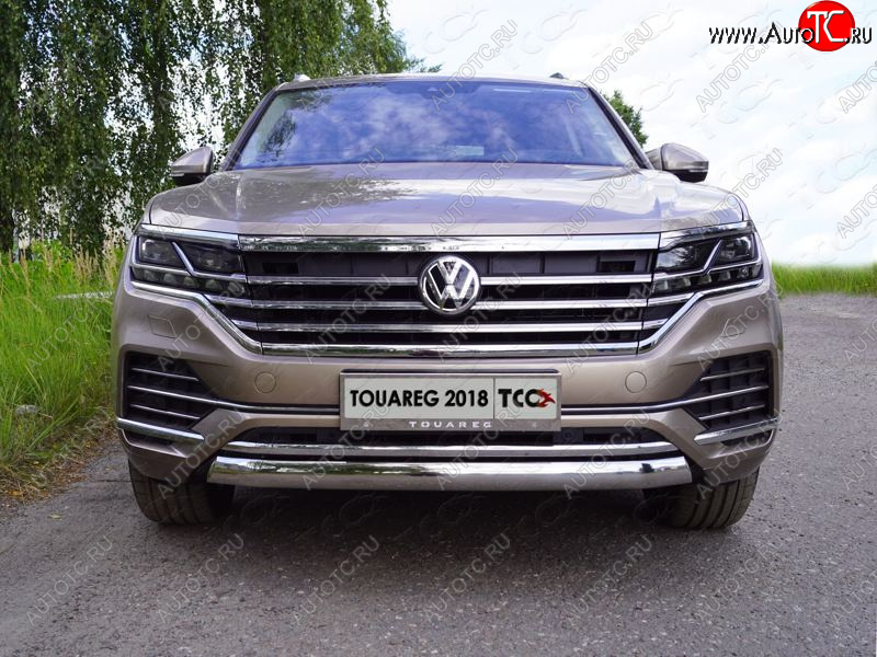 21 999 р. Защита переднего бампера нижняя овальная 75*42 мм ТСС Тюнинг  Volkswagen Touareg  CR (2018-2025) (нержавейка)  с доставкой в г. Пермь