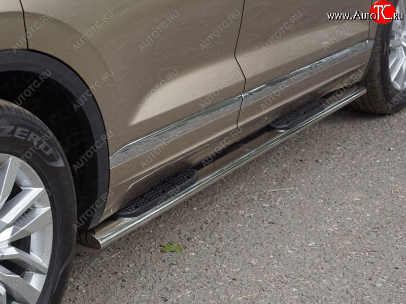 45 999 р. Пороги овальные с накладкой 120*60 мм ТСС Тюнинг  Volkswagen Touareg  CR (2018-2025) (серые)  с доставкой в г. Пермь