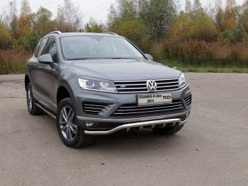 Защита передняя нижняя кенгурин 60,3*42,4 мм R-Line ТСС Тюнинг Volkswagen Touareg NF рестайлинг (2014-2018) (нержавейка)