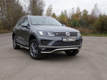 Защита передняя нижняя кенгурин 60,3 мм R-Line ТСС Тюнинг Volkswagen Touareg NF рестайлинг (2014-2018) (нержавейка)