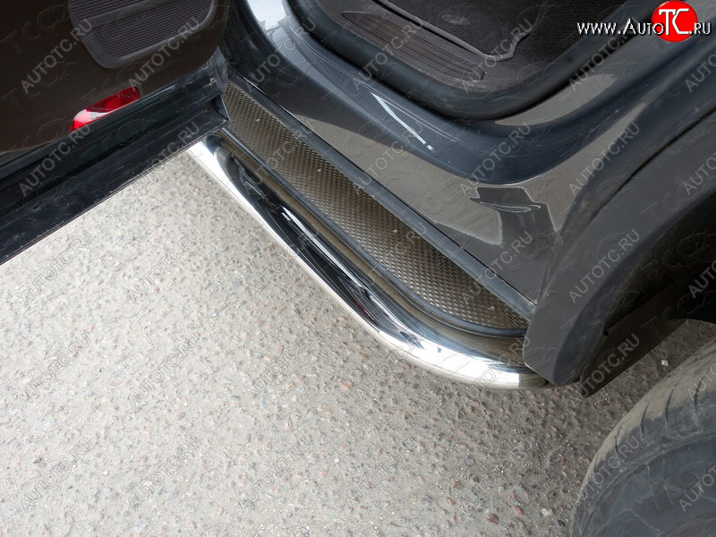 53 999 р. Пороги с площадкой 75х42 мм R-Line ТСС Тюнинг Volkswagen Touareg NF рестайлинг (2014-2018) (нержавейка)  с доставкой в г. Пермь