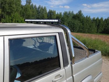 Защита кузова и заднего стекла (только для кузова) d 75х42 мм со светодиодной фарой ТСС Тюнинг Уаз Патриот  23632 (2014-2025) 1 рестайлинг пикап, 2-ой рестайлинг пикап (нержавейка)