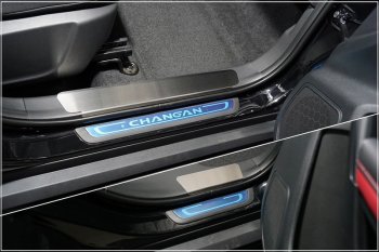 Накладки на пластиковы пороги, ТСС Тюнинг Changan CS55 Plus (2021-2025) (лист шлифованный)
