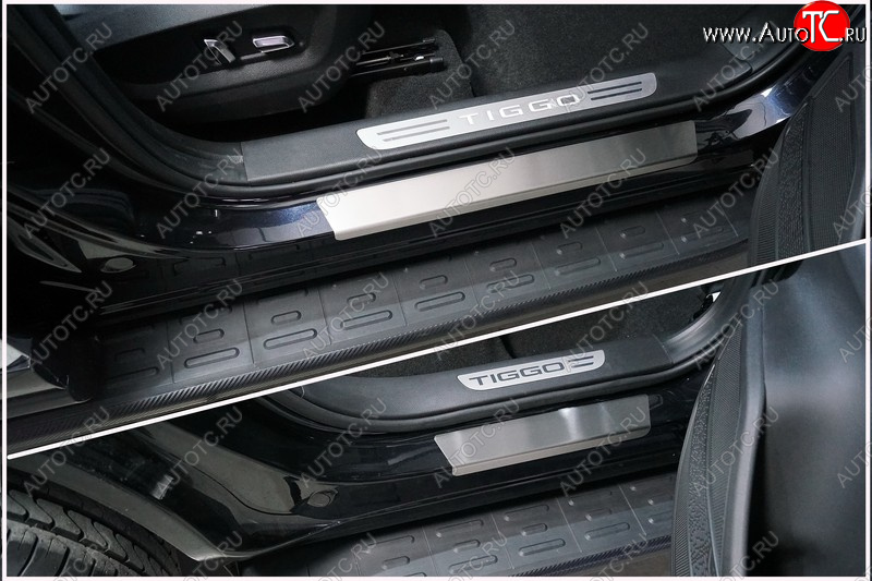 3 899 р. Накладки на пороги, ТСС Тюнинг  Chery Tiggo 8 PRO (2021-2025) (лист шлифованный)  с доставкой в г. Пермь
