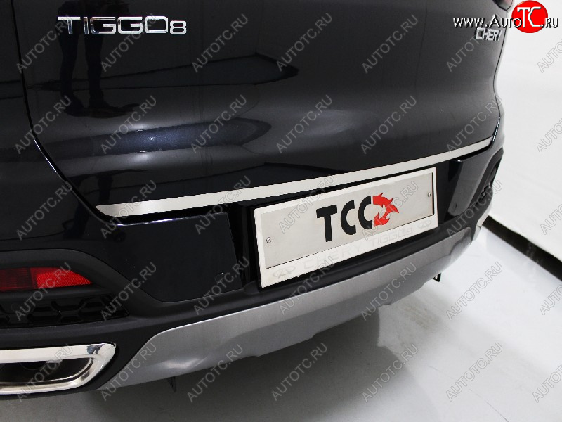 1 849 р. Накладка на заднюю дверь, ТСС Тюнинг  Chery Tiggo 8  1 T18 (2019-2023) рестайлинг (лист шлифованный)  с доставкой в г. Пермь