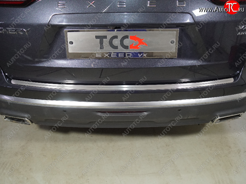 3 299 р. Накладка на задний бампер, ТСС Тюнинг  EXEED VX (2020-2023) дорестайлинг (лист шлифованный с полосой)  с доставкой в г. Пермь