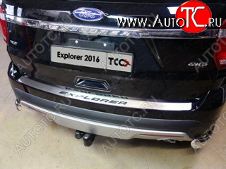 4 999 р. Накладка на задний бампер, ТСС Тюнинг  Ford Explorer  U502 (2015-2018) 1-ый рестайлинг, 5 дв. (лист шлифованный надпись Explorer)  с доставкой в г. Пермь
