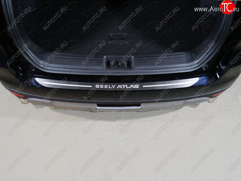 2 999 р. Накладка на задний бампер, ТСС Тюнинг  Geely Atlas  NL3 (2016-2022) (лист шлифованный надпись Geely Atlas)  с доставкой в г. Пермь