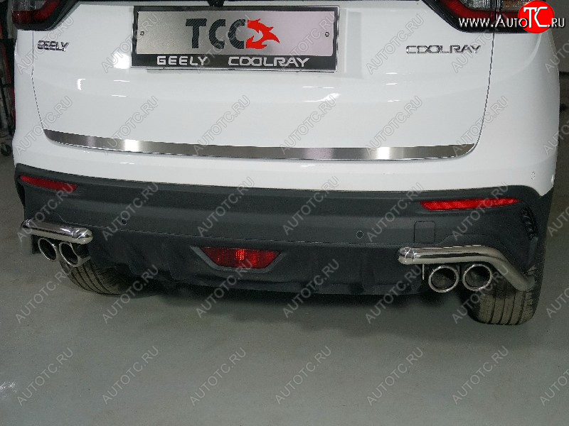 2 399 р. Накладка на заднюю дверь, ТСС Тюнинг  Geely Coolray  SX11 (2018-2023) дорестайлинг (Лист шлифованный)  с доставкой в г. Пермь