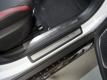 Накладки на пластиковые пороги, ТСС Тюнинг Geely Coolray  SX11 (2018-2023) дорестайлинг (лист шлифованный надпись Coolray)