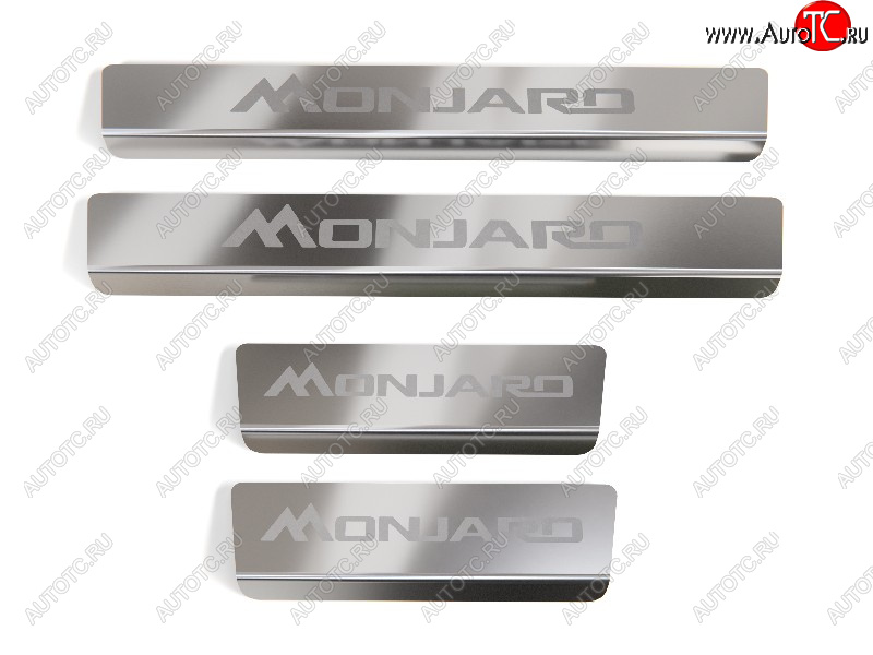3 899 р. Накладки на пороги, ТСС Тюнинг  Geely Monjaro (2022-2025) (лист шлифованный надпись Monjaro)  с доставкой в г. Пермь