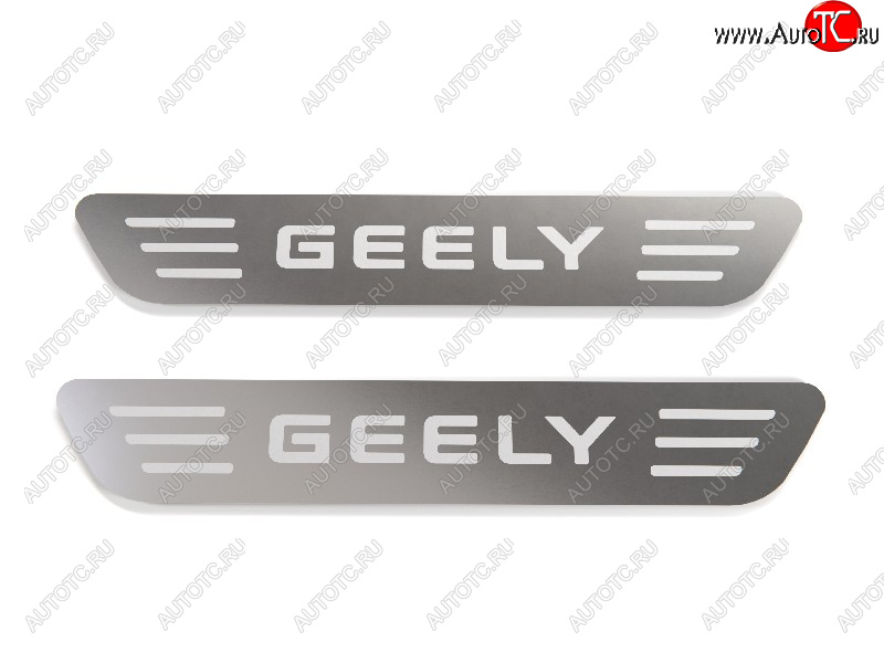 2 299 р. Накладки на пластиковые пороги, ТСС Тюнинг  Geely Monjaro (2022-2025) (лист шлифованный надпись Geely)  с доставкой в г. Пермь