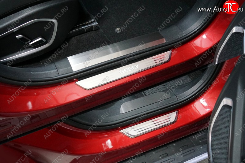 3 689 р. Накладки на пластиковые пороги, ТСС Тюнинг  Geely Tugella  FY11,HPBA4 (2019-2025) дорестайлинг, рестайлинг (лист шлифованный)  с доставкой в г. Пермь