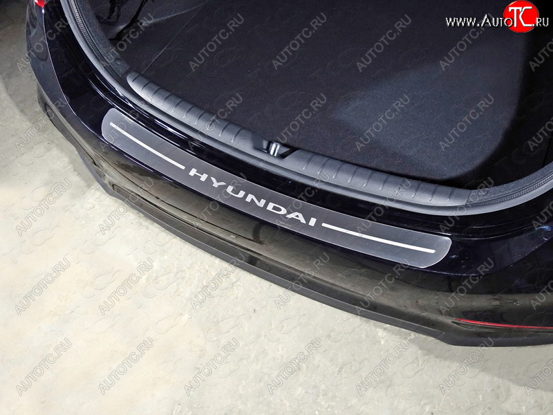 2 999 р. Накладки на задний бампер, ТСС Тюнинг Hyundai Solaris HCR седан дорестайлинг (2017-2020) (лист шлифованный надпись Hyundai)  с доставкой в г. Пермь