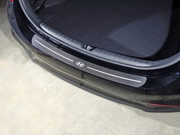 Накладки на задний бампер, ТСС Тюнинг Hyundai Solaris HCR седан дорестайлинг (2017-2020) (лист шлифованный логотип Hyundai)