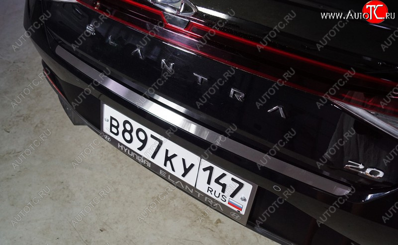1 849 р. Накладка на задний бампер, ТСС Тюнинг  Hyundai Elantra  CN7 (2020-2023) (Лист шлифованный)  с доставкой в г. Пермь