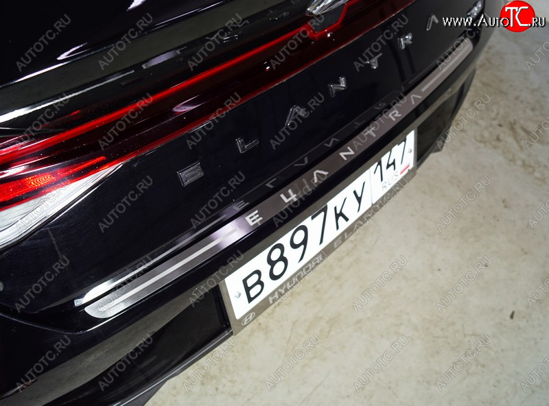 2 689 р. Накладка на задний бампер, ТСС Тюнинг  Hyundai Elantra  CN7 (2020-2023) (лист шлифованный надпись Elantra)  с доставкой в г. Пермь