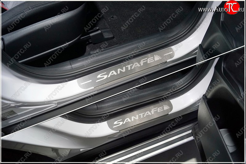 4 699 р. Накладки на пороги, ТСС Тюнинг  Hyundai Santa Fe  TM (2020-2022) рестайлинг (лист шлифованный надпись Santa Fe)  с доставкой в г. Пермь