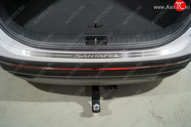 2 999 р. Накладка на задний бампер, ТСС Тюнинг  Hyundai Santa Fe  TM (2020-2022) рестайлинг (лист шлифованный надпись Santa Fe)  с доставкой в г. Пермь