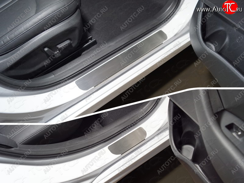2 599 р. Накладки на пороги, ТСС Тюнинг  Hyundai Sonata  LF (2017-2019) рестайлинг (лист шлифованный)  с доставкой в г. Пермь