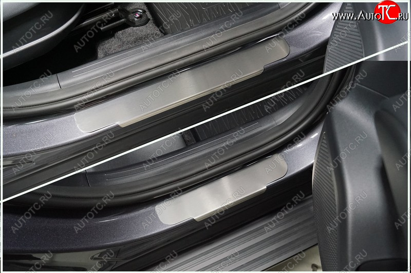 3 689 р. Накладки на пороги, ТСС Тюнинг  Hyundai Tucson  TL (2018-2021) рестайлинг (лист шлифованный)  с доставкой в г. Пермь