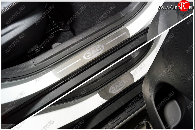 3 599 р. Накладки на пороги, ТСС Тюнинг  JAC JS4 (2021-2025) (лист шлифованный надпись JAC)  с доставкой в г. Пермь
