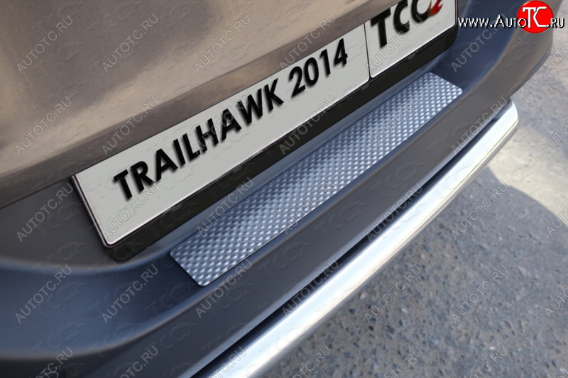 1 199 р. Накладка на задний бампер (Trailhawk) ТСС Тюнинг  Jeep Cherokee  KL (2014-2017) дорестайлинг (Декоративная)  с доставкой в г. Пермь